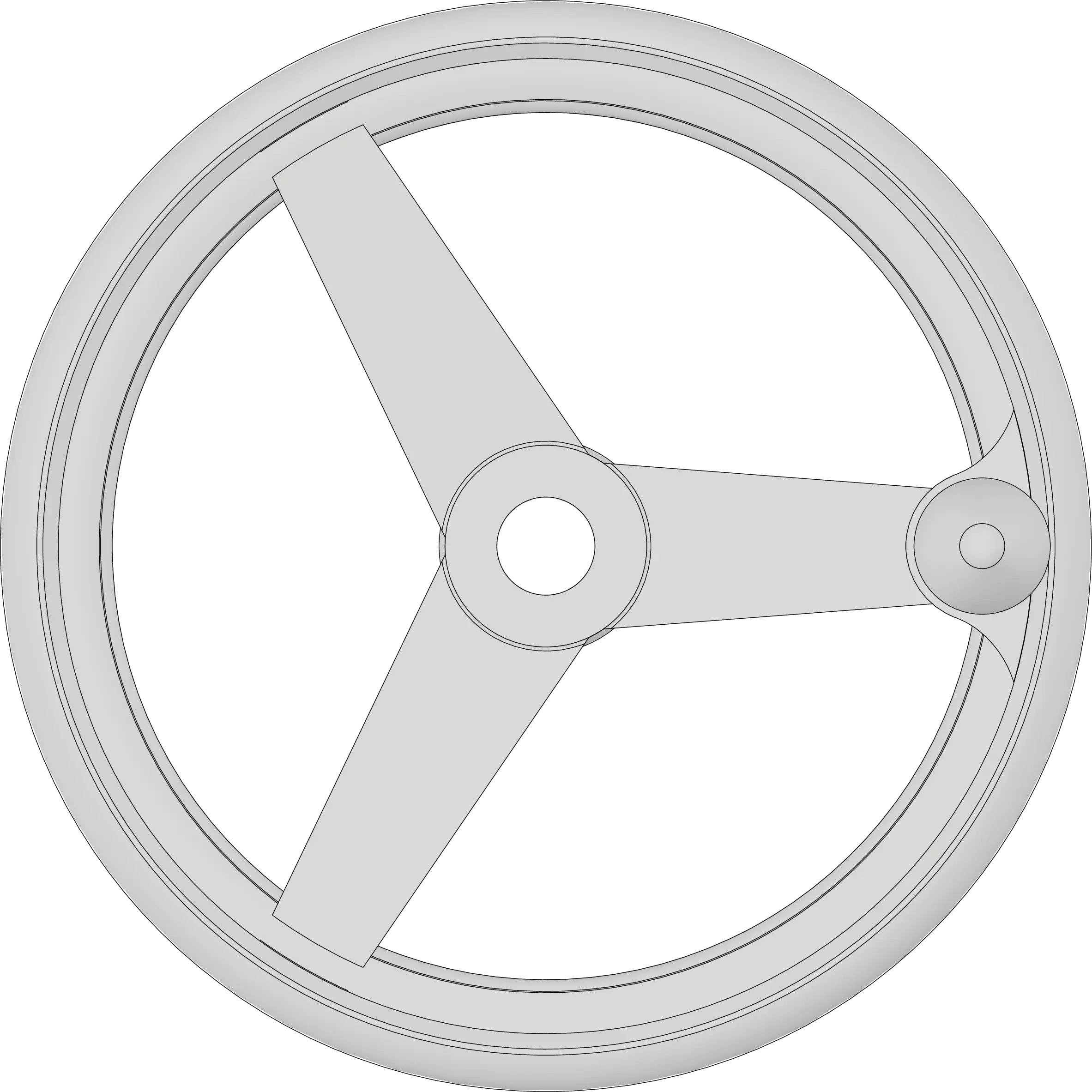 Handwheel with ball knob top view